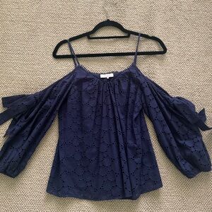Parker l Navy Blue Eyelet Embroidered Blouse XS